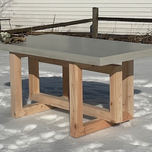 Custom Concrete Table Top | Wood Base | Patio Table | Dining Table