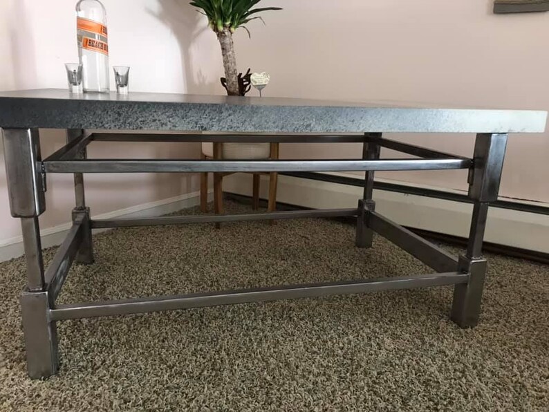 Concrete Coffee Table Top Metal Base Patio Table End Etsy