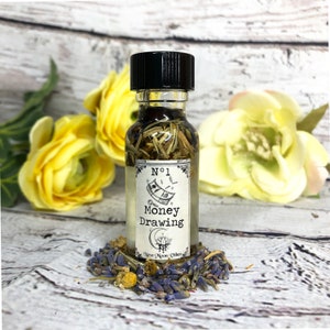 Money Drawing Conjure Intention Oil Pagan Wiccan Herbs Essential Oil Infused Manifest Financial Success Dinero Fast Cash Attract Luck