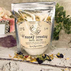 Money Drawing Financial Wiccan Pagan Ritual Bath Salts Intention Spell Financial Success Fast Cash Attract Luck Riches Magnet Wealth