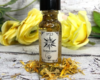 Happiness Happy Conjure Oil Wiccan Pagan Intention Spell Anti-Stress Draw Joy Positivity Banish Negativity