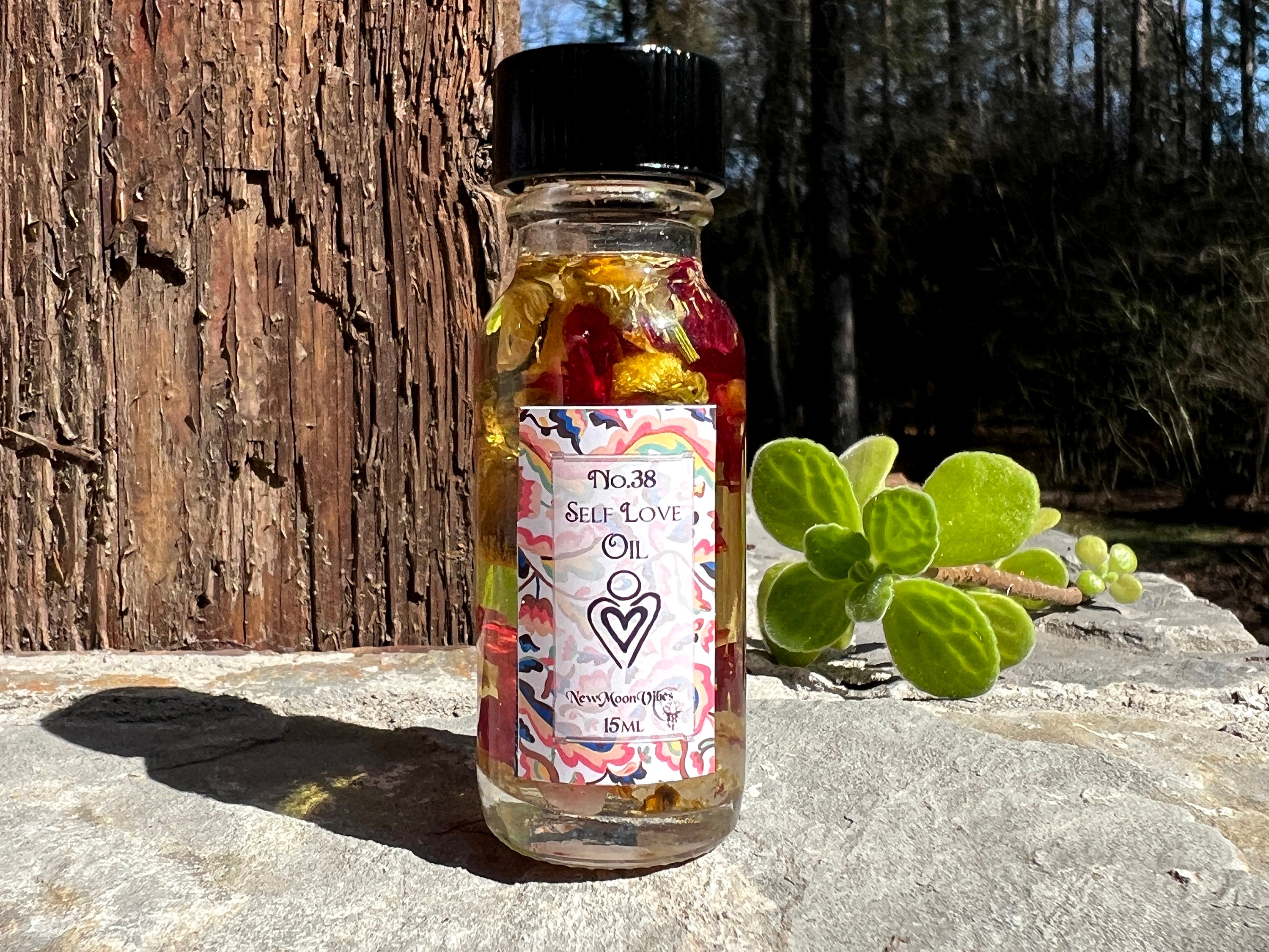 Aceite de amor propio Paz interior Autoaceptación Amplificación del amor Serenidad Compasión Empoderamiento Armonía espiritual Wicca Pagan Hoodoo