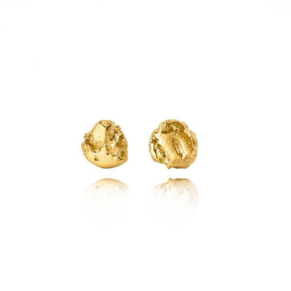 Mini Fairtrade Gold Organic Studs, 18ct gold, organic earrings, raw gold earrings, gold nuggets, dainty gold earrings, recycled gold, unique