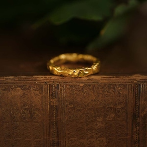 Raw gold ring, gold wedding band, raw gold ring, 18ct gold ring, handmade molten gold ring, raw gold ring,textured gold ring