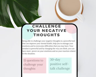 Challenge Negative Thoughts | Mental Health Digital Notebook |