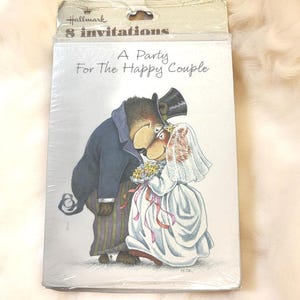 Vintage Hallmark Hochzeitseinladungen – “Eine Party für das Glückliche Paar” – 8 Count mit Umschlägen – Ellen Illustration – Ende der 1970er Jahre / Ear