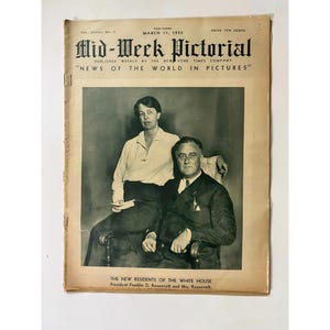Vintage 1933 Mid-Week Pictorial Magazine FDR New White House Residents March 11 1933 Historical
