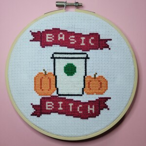 Basic Bitch - Cross Stitch Pattern PDF - Fall Pattern - Autumn Pattern - Basic Pattern - Instant Download