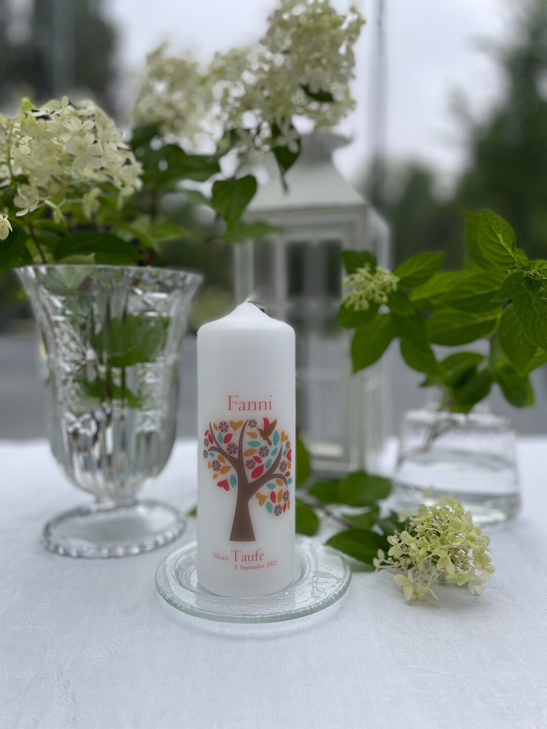 Christening Candle Girl Motif Tree of Life Red Communion Etsy