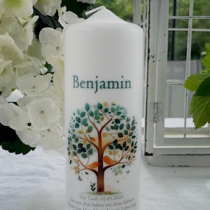 Lebensbaum Benjamin Taufkerze Baum des Lebens personalisiert (1602_5)