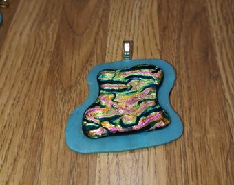 Dichroic glass abstract pendant