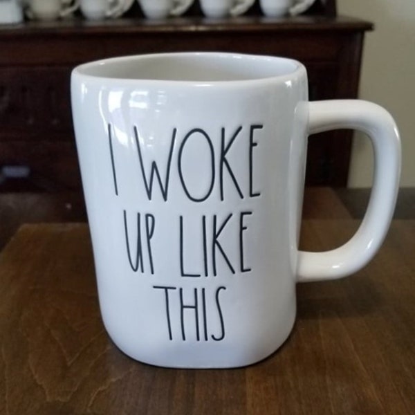 Rae Dunn I W0KE UP LIKE THIS, Wake Up Coffee Mug, Fix it With Coffee in This Mug! Teal or White Inside, Christmas Gift