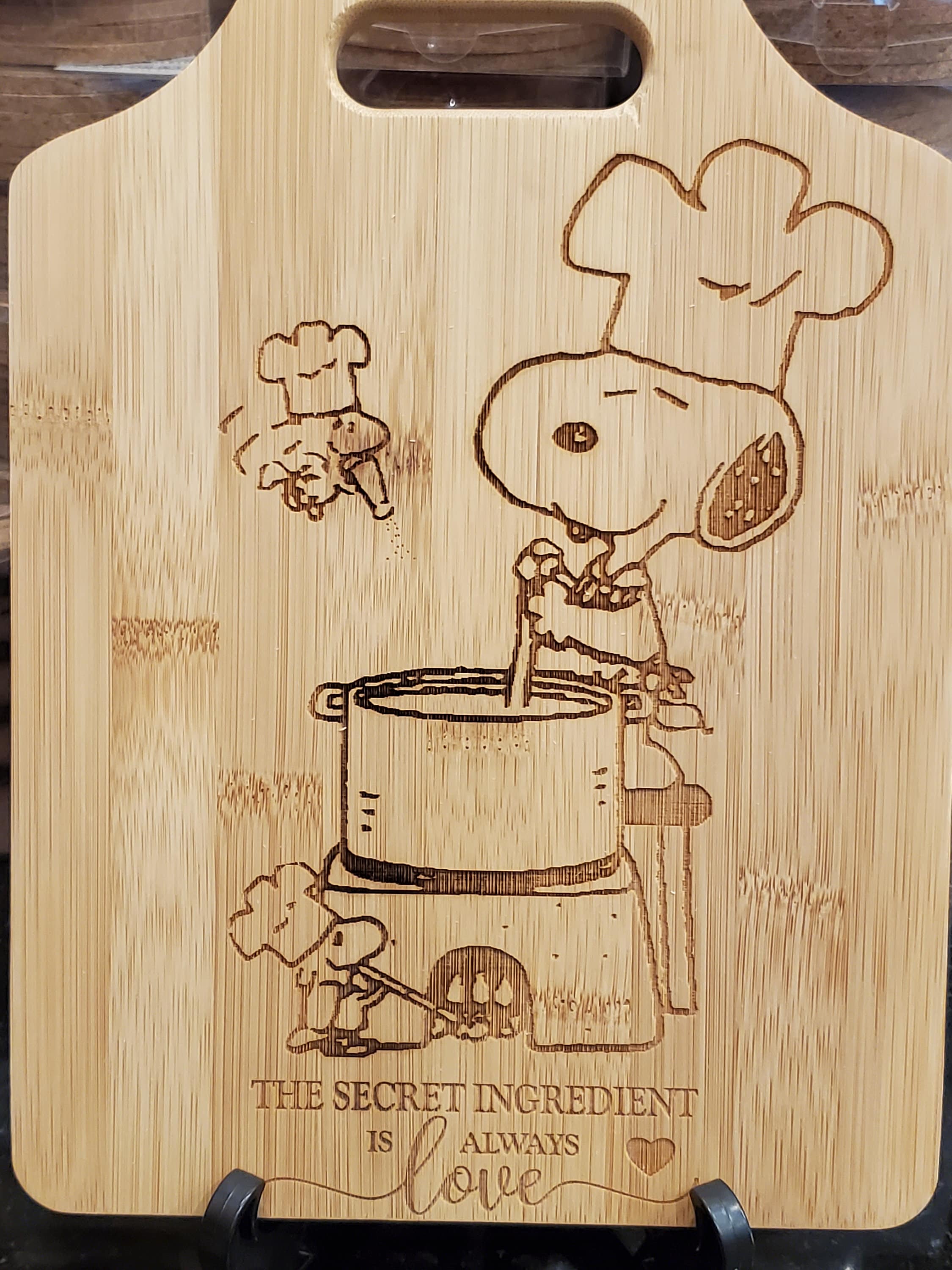 Snoopy Cooking With Woodstock Peanuts Inspired Cutting Board, Snoopy Gift  for Your Kitchen the Secret Ingredient is Always Love.. 