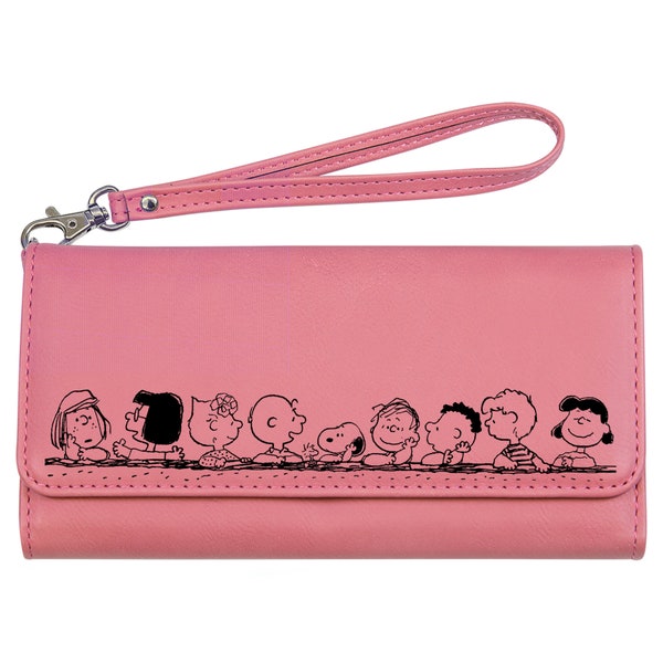 Stylish and Practical Peanuts Gang inspired Wallet, Leatherette wallet with strap