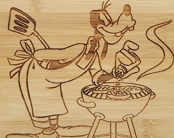 Goofy inspired cutting board Goofy Grilling, fathers day gift, gift for him