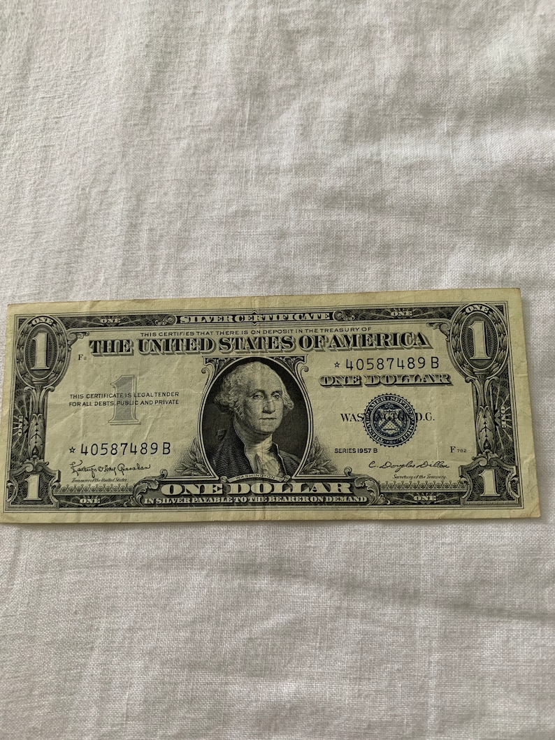 1957 Series B Silver Certificate Etsy 1957 Series B Silver Certificate Etsy