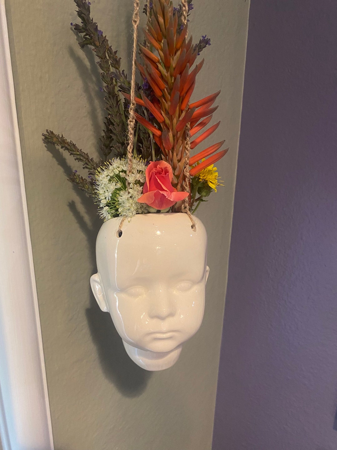 Hanging White Baby Head Vase Etsy