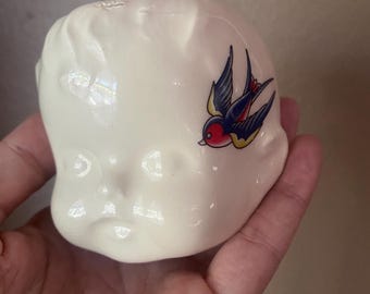 Small tattoo baby head succulents ceramic planter