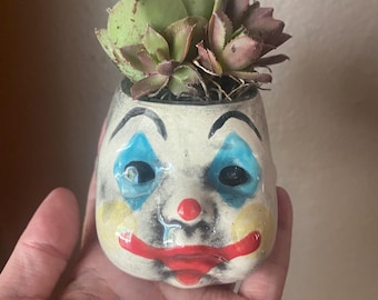 Creepy Clown head flower pot
