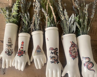 Hanging Bud Vase tattoo doll Hand