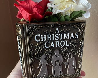 Christmas Carol vintage book planter