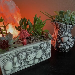 Haunted garden mushroom planters