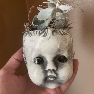 Horror decor head flower pot