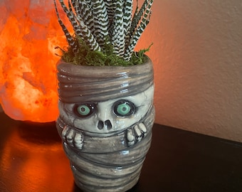 Ceramic Mummy adorable spooky planter