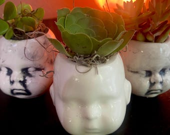 Mini baby head  planter