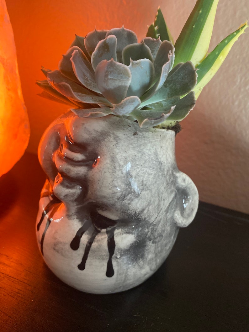 Black Tear Upside Down Baby Head Planter - Etsy