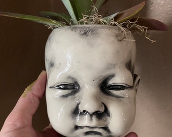 Baby Head planter ceramic