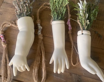 Hanging Bud Vase white doll Hand
