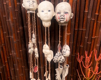 Handmade Creepy Doll Head Chimes