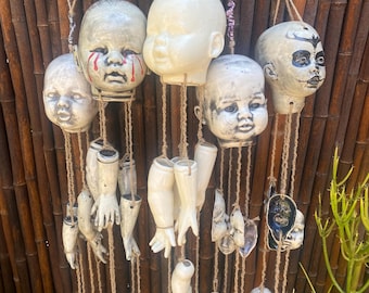 Handmade large Creepy Doll Head Chimes