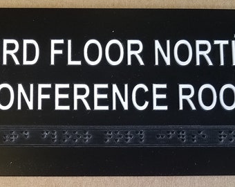 Free Shipping - 8x4 x 1/16 Custom ADA Two Line Room Signs