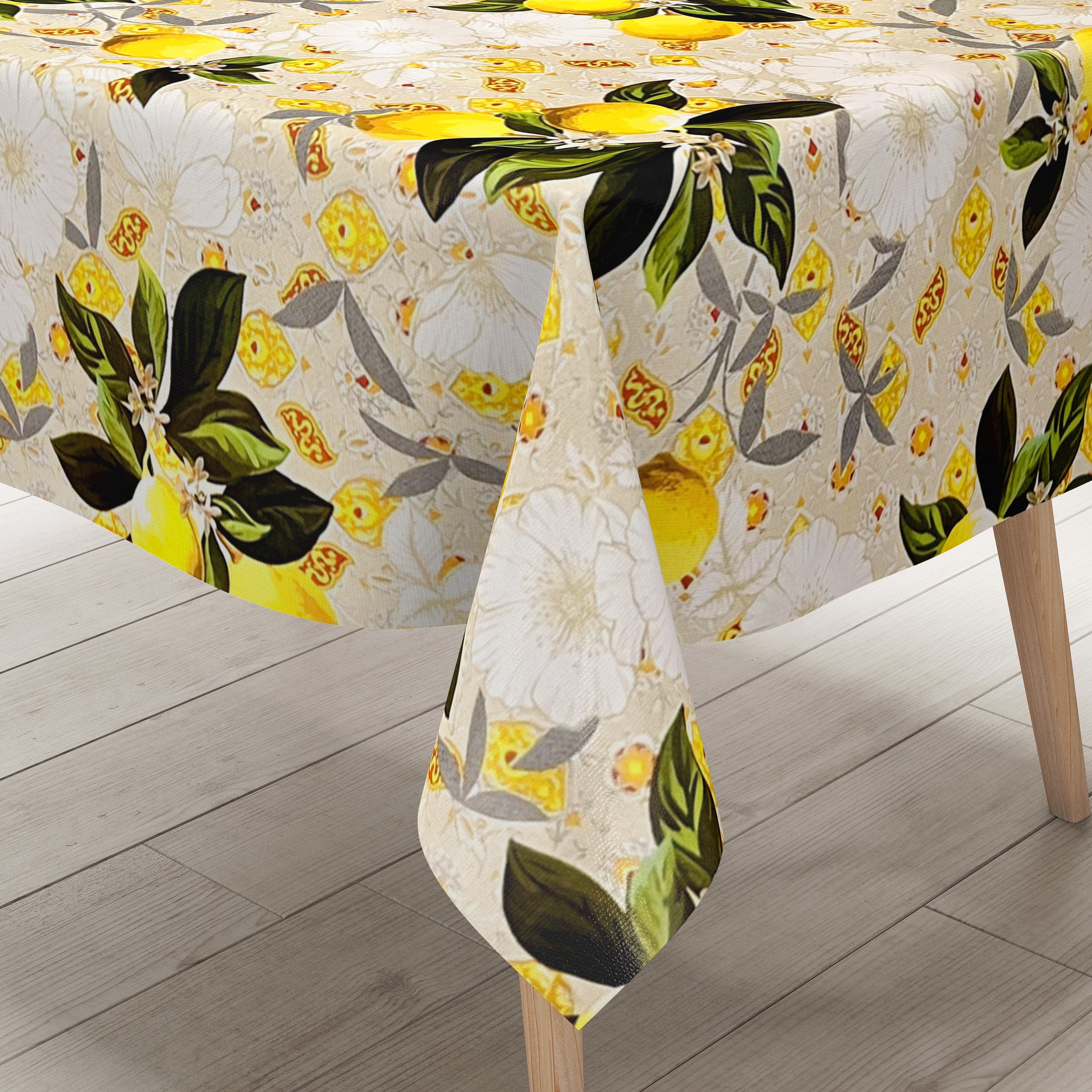 Nappe en toile cirée 160cm - LURS Jaune (Ronde/Ovale/Rectangulaire