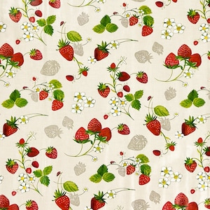 Wachstuch Tischdecke Erdbeeren auf creme C141791 Größe frei wählbar in eckig rund oval