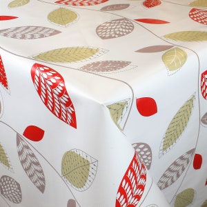 Wachstuch Tischdecke Herbst Blätter beige rot K150088 Größe frei wählbar in eckig rund oval