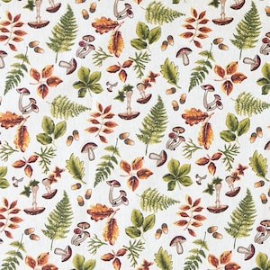 Tovaglia in tessuto di cotone spalmato jacquard BOLETUS funghi autunnali foglie quadrato rotondo ovale