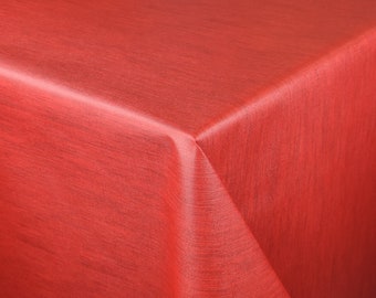 Oilcloth Tablecloth embossed linen structure red P733-8 Size freely selectable in angular round oval