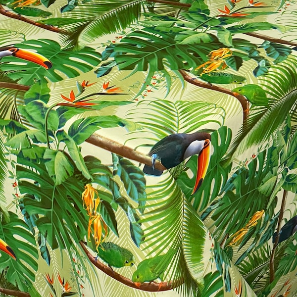 Nappe en toile cirée Jungle Toucan Monstera KE41510 Taille au choix en carré rond ovale