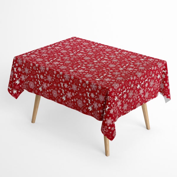 Nappe textile coton NOËL BERINN C-402 Père Noël renne rouge angulaire ronde ovale