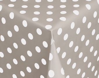 Oilcloth Tablecloth Dots white on grey light 01150-07 Size freely selectable in angular round oval