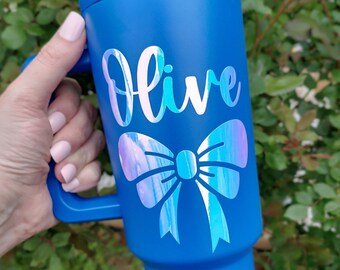 Ribbon Bow Name Decals, Personalized Name Stickers for water bottles, tumblers, cups, laptops, lunchboxes, cars, coquette bow stickers