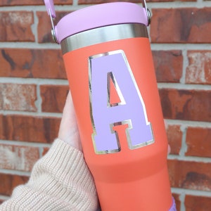 Varsity Letter Stickers, Double Layer Vinyl Decal Sticker for Tumblers, Cups, Water Bottles, Mugs, Tablets, Laptops, Monogram Initals Decals