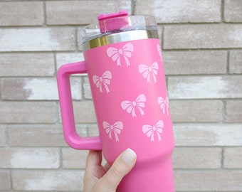 Bow Decal Set, Coquette Bow Vinyl Stickers for Water Bottles, Cups, Tumblers, Laptops | Set of 12 - 1" Bows