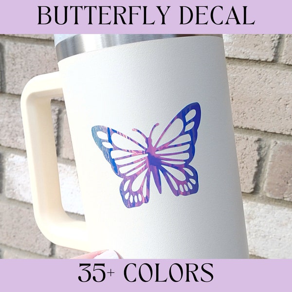 Butterfly Decal, Butterfly Sticker, Holographic Vinyl Decals for cups, mugs, tumblers, water bottles, laptops, car windows & mirrors