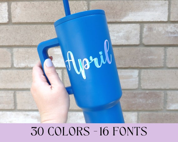 4 in Tumbler Name Decal for 40 Oz or 30 Oz Simple Modern Tumbler,  Personalized Name Sticker for Water Bottle, Large Cup With Handle 