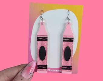Crayon Teacher Statement Earrings - Laser Cut Acrylic