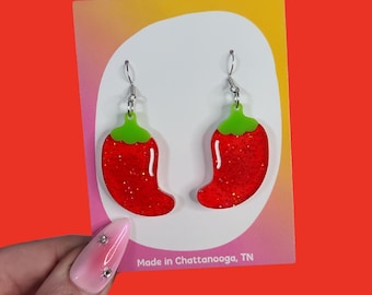 Spicy Pepper Statement Earrings - Laser Cut Acrylic